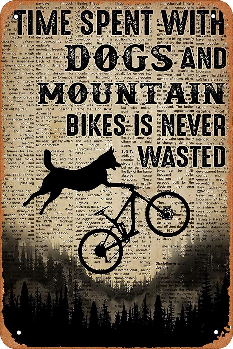 Metal Vintage Tin Sign Decor T - Mountain Biking With Dog 评论和价格
